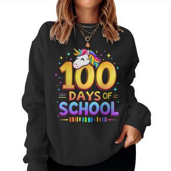100 Days Of School Unicorn Cute Magical 100 Days Girls Women Sweatshirt - Thegiftio UK