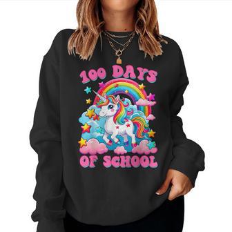 100 Days Of School Unicorn Girls Cute 100Th Day Of School Women Sweatshirt - Thegiftio UK