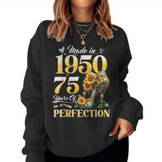 75Th Birthday Floral Made In 1950 75 Years Old Sunflower Sudadera Mujer - Regaloses