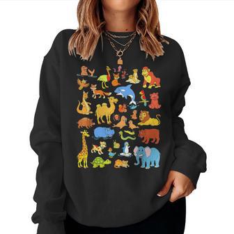 Animals Children With Many Animals Sweatshirt Frauen - Geschenkecke