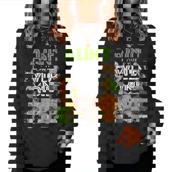Aunt Of The Wild One Zoo Birthday Safari Jungle Animal Women Sweatshirt - Monsterry