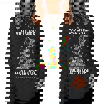 Autism Mom You Will Never Walk-Alone Support Autism Daughter Women Sweatshirt - Thegiftio UK