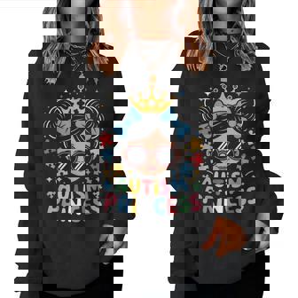 Autism Princess Afro Girls Bow Daughter Autism Awareness Women Sweatshirt | Mazezy