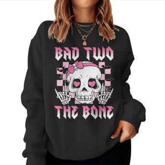 Bad Two The Bone Party 2 Years Old 2Nd Birthday Boys Girls Women Sweatshirt - Monsterry