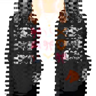 Baseball Coquette Bow Girls Cheer Mom Mama Women Sweatshirt | Mazezy