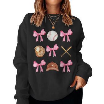 Baseball Coquette Bow Baseball Mama Baseball Mom Women Sweatshirt - Thegiftio UK