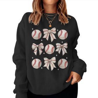 Baseball Coquette Bow Baseball Mom Baseball Mama Women Sweatshirt - Thegiftio UK