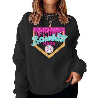 Baseball Mama Home Plate Ice Cream Drip With Sprinkles Women Sweatshirt - Thegiftio UK