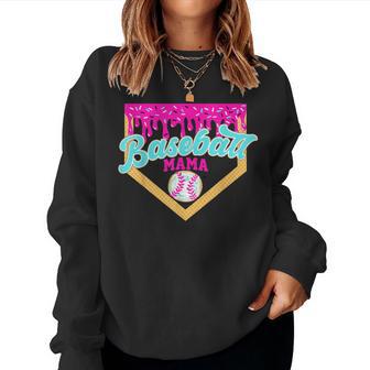 Baseball Mama Ice Cream Drip Baseball Mother's Day Women Sweatshirt - Thegiftio UK