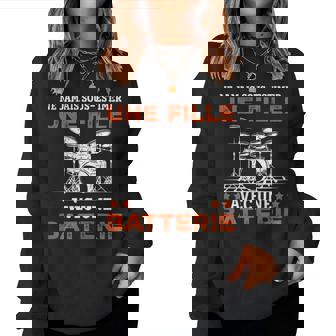 Batteur Drummer Une Fille Avec Une Batterie Musique Sweat-shirt pour femme - Cadeauxyz