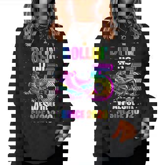 Birthday Roller Skating 5Th Girls Rollin Into 5 Skate Party Women Sweatshirt - Monsterry