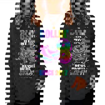 Birthday Roller Skating 8Th Girls Rollin Into 8 Skate Party Women Sweatshirt - Thegiftio UK