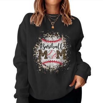 Bleached Softball Baseball Mom Leopard Mother's Day Women Sweatshirt - Thegiftio UK