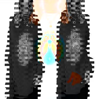 Blue Peacock Print Teal Feathers Bird Lover Women Sweat-shirt pour femme - Cadeauxyz