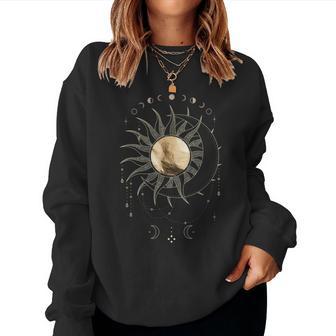 Boho Golden Sun & Moon Phase Illustration Sweatshirt Frauen - Geschenkecke