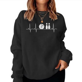 Bowling Pin Heartbeat Sport Bowling Ball Sweatshirt Frauen - Geschenkecke