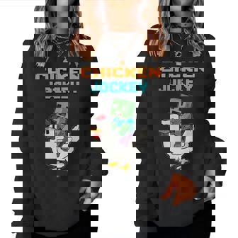 Chicken Jockey Zombie Pixel Apparel Women Sweatshirt | Mazezy