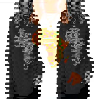Cool Africa Map Kente Cloth For African Lover Women Sweatshirt | Mazezy