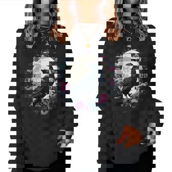 Corbeau Parmi Les Fleurs Avec Lune Sweat-shirt pour femme - Cadeauxyz