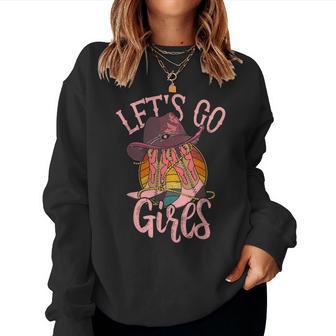 Cowboy Hat Boots Let Is Go Girls Western Pink Cowgirls Sweatshirt Frauen - Geschenkecke