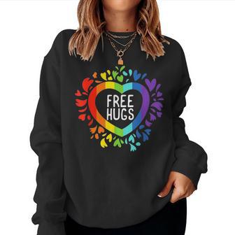 Csd Free Hugs Rainbow Love Lgbt Gay Pride Sweatshirt Frauen - Geschenkecke