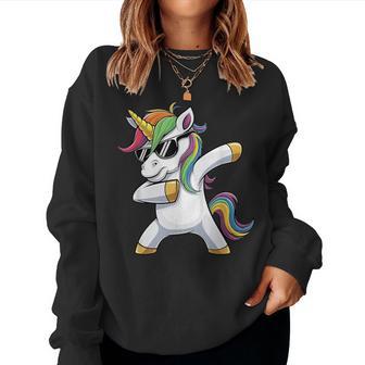 Dabbing Unicorn Costume Rainbow Colourful Carnival Fancy Dress Sweatshirt Frauen - Geschenkecke