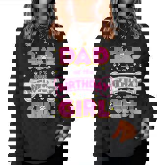 Dad And Mom Of The Birthday Girl Dog Family Party Decor Women Sweatshirt - Monsterry