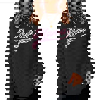 Día De La Madre Mamá Best Mom Ever Retro Groovy Mama Cuadros Sudadera Mujer - Regaloses