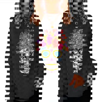Dia De Los Muertos Floral Mexicain Fête Fleur Jour Des Morts Sweat-shirt pour femme - Cadeauxyz