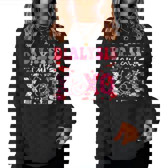 Dialysis Crew Nurse Valentines Day Leopard Dialysis Nurse Women Sweatshirt - Thegiftio UK