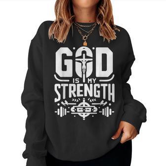 Dieu Est Ma Force Christian Gym Sweat-shirt pour femme - Cadeauxyz