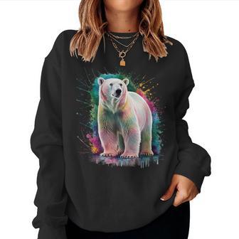 Eisbär Women's Colourful Watercolour Polar Bear Sweatshirt Frauen - Geschenkecke