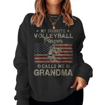 My Favorite Volleyball Player Calls Me Grandma Usa Flag Women Sweatshirt - Thegiftio UK