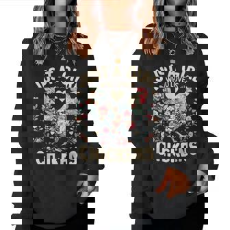 Floral Farmer Just A Girl Who Loves Chickens Women Sweatshirt - Monsterry