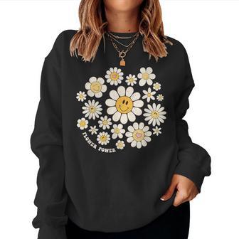 Flower Power Süßes Lächeln Gesichtsblume Happy Face Blumen Mädchen Sweatshirt Frauen - Geschenkecke