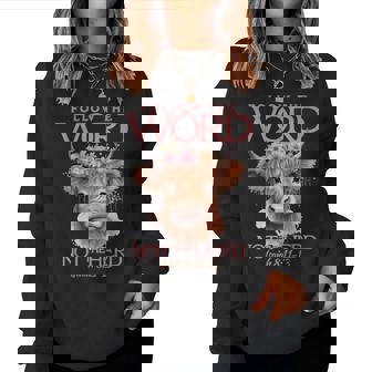 Follow The Word Not The Herd Christian Western Highland Cow Women Sweatshirt - Seseable