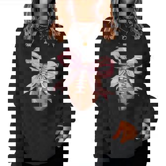 Football Coquette Bow Football Mom Football Mama Women Sweatshirt | Mazezy