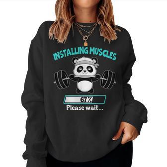 Installing Muscle Panda Weight Lifting Barbell Fitness Sweatshirt Frauen - Geschenkecke