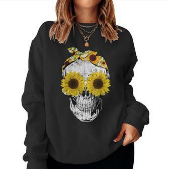 Skull Sunflower Skeleton Bandana Sunflower Skull Sweatshirt Frauen - Geschenkecke