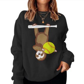Sloth With Softball Mother's Day Women Sweatshirt - Thegiftio UK
