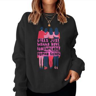 Girls Just Wanna Have Fundamental Human Rights Feminist Sweatshirt Frauen - Geschenkecke