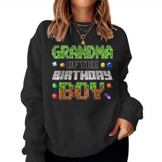 Grandma Of The Birthday Boy Game Pixel Number Birthday Party Women Sweatshirt - Thegiftio UK