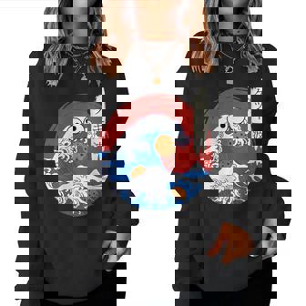 Great Wave Monster Eating Cookies -Ague Japonaise Kanji Cookie Wave Sweat-shirt pour femme - Cadeauxyz