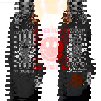 Groovy In February We Wear Red For Heart Disease Awareness Women Sweatshirt | Mazezy