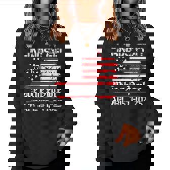 Hands Off Protest Saturday April 5 Usa Flag Women Women Sweatshirt | Mazezy