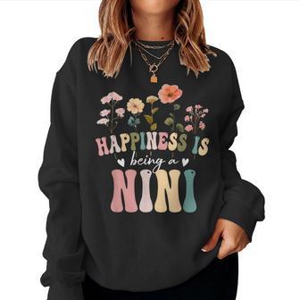 Happiness Is Being A Nini Floral Nini Mother's Day Women Sweatshirt - Thegiftio UK