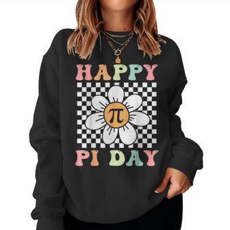 Happy Pi Day Groovy Daisy Flower Pi Symbol 314 Math Lover Women Sweatshirt - Thegiftio UK