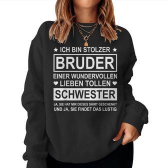 Ich Bin Stolzer Bruder Einer Wundervollen Liebe Schwester Sweatshirt Frauen - Geschenkecke