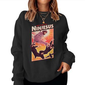 It's Ninjesus 80S Action Film Parody Christian Jesus Sweatshirt Frauen - Geschenkecke