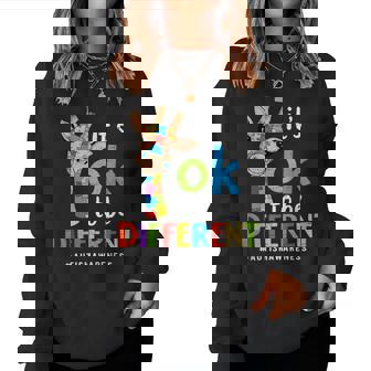 Its Ok To Be Different Autism Awareness Giraffe Autistic Women Sweatshirt - Thegiftio UK